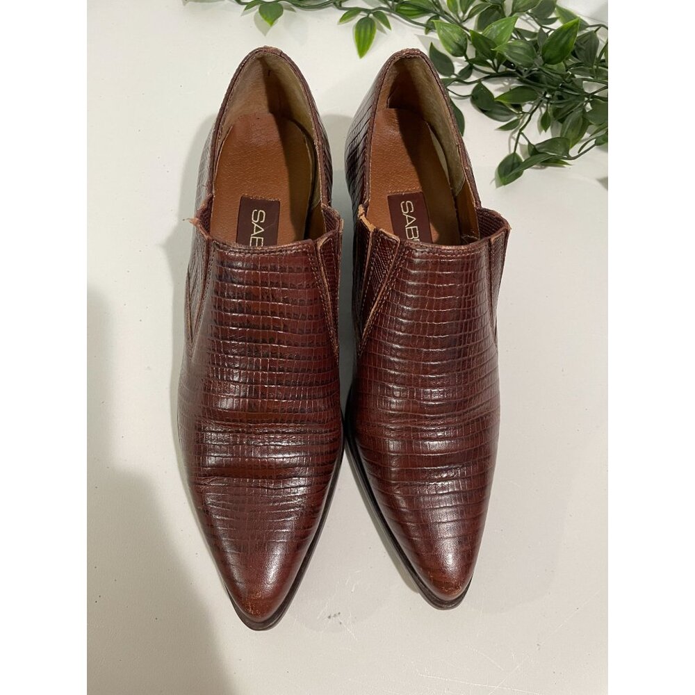 Vintage Sabree Brown Leather Pointed-Toe Slip-On Shoes Size 5.5 For Women's - Picture 11 of 12